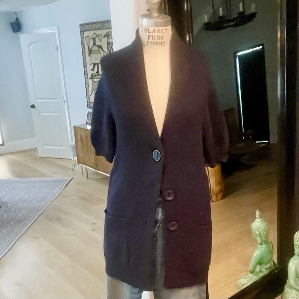 Vince Women Blue Knit Button Front Cardigan Sweater Pockets Alpaca Wool XS